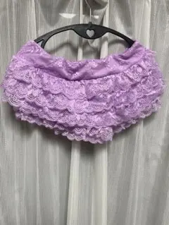 紫色 レース フリル ショートパンツ