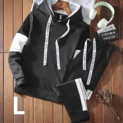 パジャマ　メンズ　長袖　ジャージ上下　スウェット　修学旅行　部屋着　キャンプ　黒