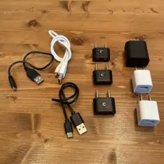 おまとめ買い！充電ケーブル、電源プラグ、海外C→Aタイプ変換プラグのセット