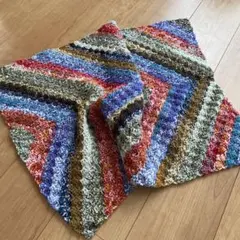 手編みブランケット　膝掛け　おくるみ