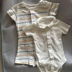 baby gap ストライプロンパース ＋PetitBateau白ロンパース