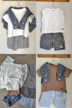 夏シンプルコーデセット 90cmboy 7点（新品含む） petit main他