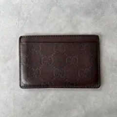 GUCCI GGシマ レザー カードケース ダークブラウン