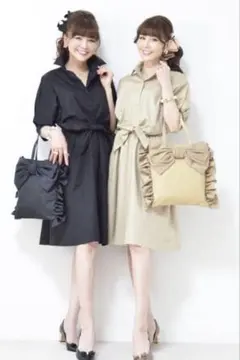 新品　タグ付き　&LOVE アンドラブ　これ楽ちんリボンシャツワンピース　M