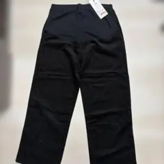ブラック コーデュロイ マタニティパンツ　ストレートワイドパンツ