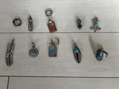 インディアンジュエリー、ターコイズ装飾 シルバーアクセサリー 12点セット