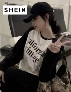 ⭐️美品⭐️Honeyspotコントラストラグランスリーブ文字グラフィック Tシャツ