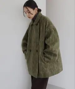 hellam シャギー ミドルコート　カーキ