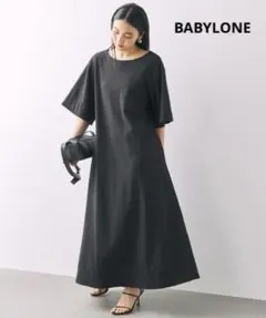 カットオフデザイン 半袖ロングワンピース ブラック
