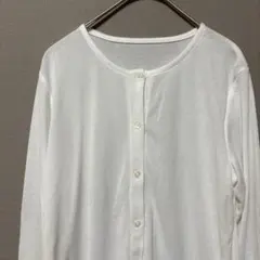 シアーカーディガン(M)シンプルホワイト無地　サラサラ春夏向け　クルーネック