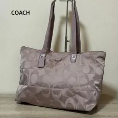 COACH シグネチャー ナイロン トートバッグ ピンク