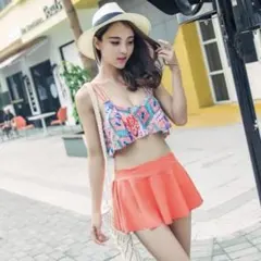 水着 レディース ビキニ 3点セット フレアビキニ トロピカル セクシー 可愛い