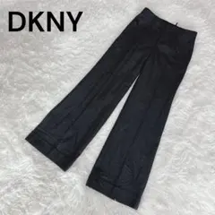 DKNY パンツ 羊毛 カシミヤ混 グレー 無地 M オンワード樫山