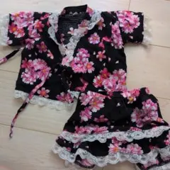 ベビー甚平 浴衣 花柄 レース 甚平 80cm