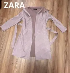 ZARA ピンクベージュ スエード風ロングコート
