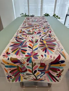 オトミ刺繍 テーブルランナー メキシコ ハンドメイド 一点もの カラフル オトミ刺繍 テーブルランナー メキシコ ハンドメイド パステルカラー