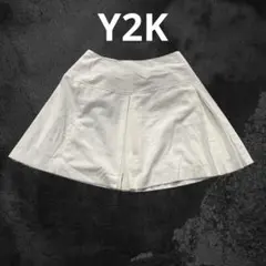 VINTAGE ボックスプリーツ ミニスカート オフホワイト Aライン y2k