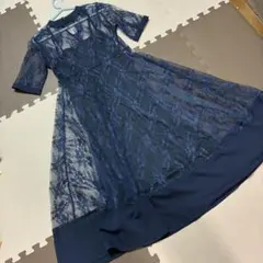 Macllyz パーティドレス 5分袖　総レース　紺色