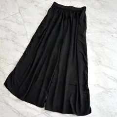 ユニクロ ガウチョパンツ ワイド ブラック　楽ちん S スカーチョ　フレア　無地