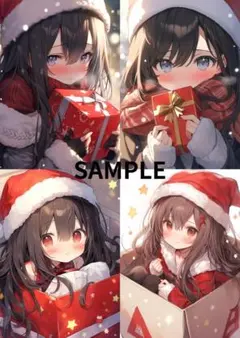 3057恥ずかしがり屋のクリスマスガール４種ステッカー