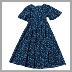 花柄 シャツワンピース 半袖 ネイビー レディース 2way