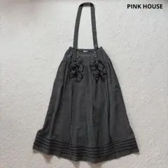 ピンクハウス ロングワンピース ダブリエ デニム 刺繍 総柄 ジャンスカ ピンクハウス ロングワンピース ダブリエ デニム 刺繍 総柄 ジャンスカ