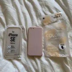iPhone SE用 ピンクとマットソフトケース　セット
