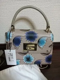 新品未使用 FURLA フルラ ミニ ハンドバッグ フラワー 総柄 2way