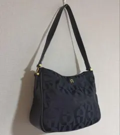 アイグナー AIGNER 本革　レザー ナイロン　ハンドバッグ　ショルダー 総柄
