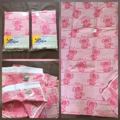 昭和レトロ　ファンシー　コアラ柄　刺繍　ピンク　横200×175 日本製　2点