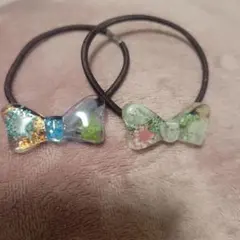 リボン型ヘアゴム 2個セット