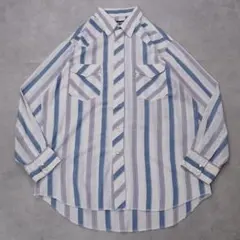 Wrangler ラングラー ストライプシャツ 90s L 白 青 14816