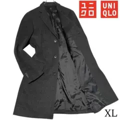カシミヤ混×大きいサイズ【UNIQLO】ロングチェスターコート チャコール XL