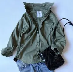 フレイアイディー FRAY I.D 長袖 ミリタリーシャツ ジャケット カーキ