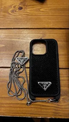 PRADA iPhone14proケース ブラック ストラップ付き