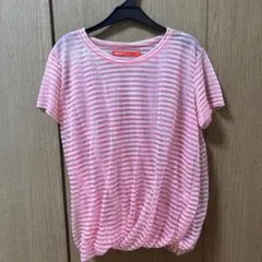 mint designs ピンク・白ストライプ Tシャツのサムネイル