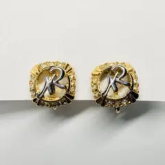 NINA RICCI イヤリング ラインストーン ロゴ