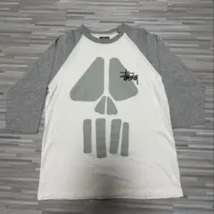 激レア　00s Stussy スカルプリント 七分袖カットソー　ラグラン　米国製