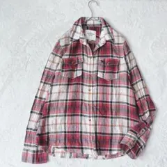 アバクロンビーアンドフィッチ|ワッシャー加工 コットンシャツ【L】チェッ柄 ロゴ