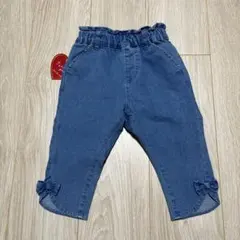 アプレレクール　きゅんパンツ　8分丈　100センチ　リボン付きデニムパンツ