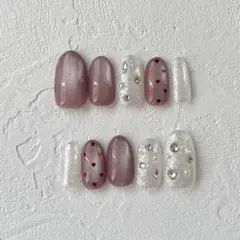 #289【現品】ネイルチップ フラッシュマグネットネイル ビジュー ハートホロ