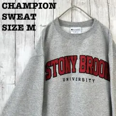 Championチャンピオン M グレー ストーニーブルック カレッジロゴ 古着