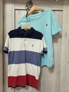 ポロ・ラルフ・ローレン ストライプポロシャツとTシャツ　２枚セット