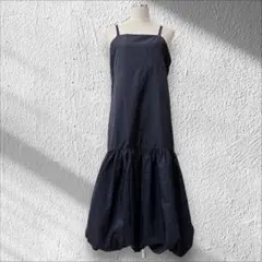 しまむら　ロングワンピース　黒　キャミワンピ　バルーン　体型カバー　 L