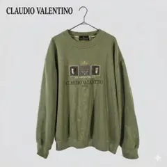 CLAUDIO VALENTINO カーキスウェット ロゴ刺繍 ビッグシルエット