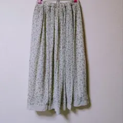 GLACIER 花柄 プリーツ ロング スカート ベージュ系 シフォン Lのサムネイル