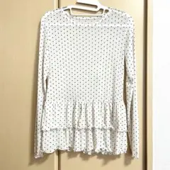 しまむら　lunacion ドットシアーチュールトップス　長袖　ティアードフリル