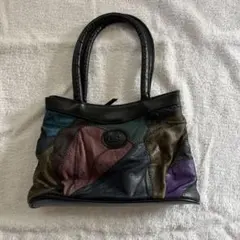 昭和レトロ　パッチワークレザーハンドバッグ