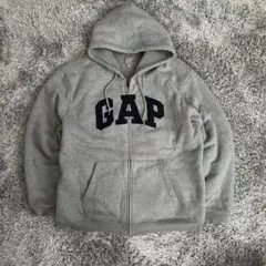 GAP グレー パーカー XL 裏ボア センターロゴ 肉厚パーカー