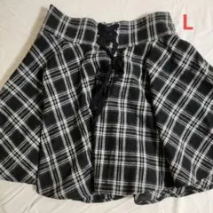 SHEIN レディース フレアスカート ブラック ホワイト チェック L キッズ